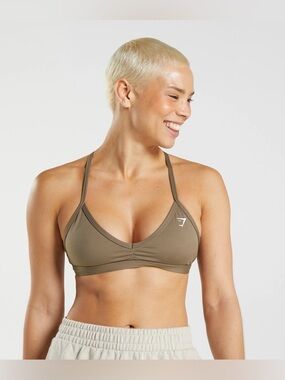GYMSHARK Minimal Sports Bra Soul Brown size M